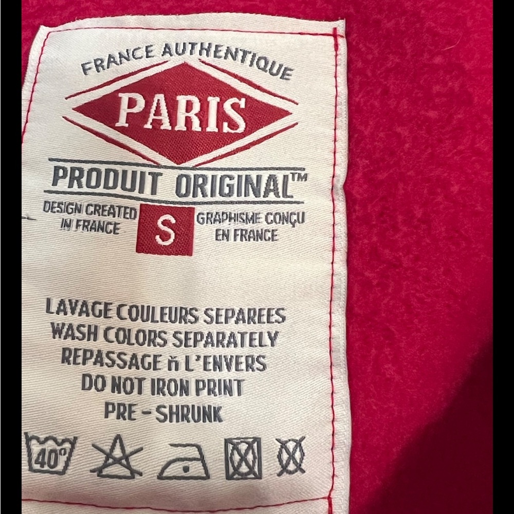 PARIS PRODUCT ORIGINAL Sweatshirt Hoodie Red White Full Zip Pouch Pockets - Picture 8 of 9
